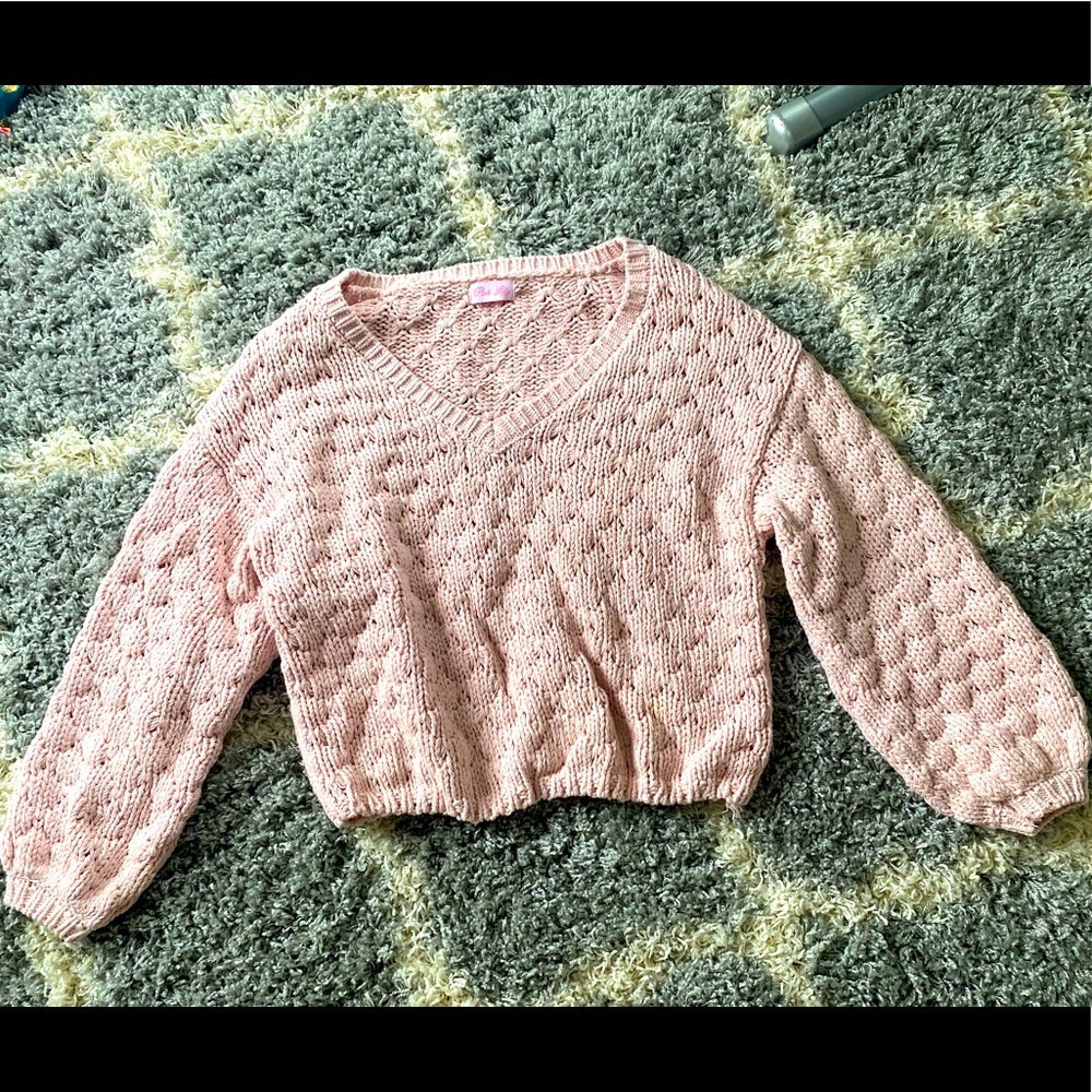 Pink Lily pink crop sweater small